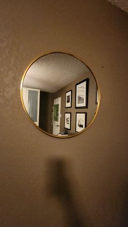 Nice Round Brushed Brass Mirror. 20"  