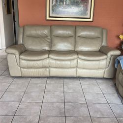 Cream Color Leather Sofa