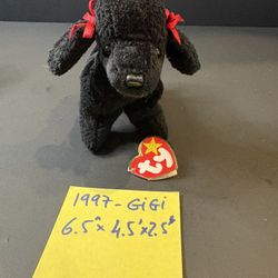 Vtg 1997 Ty Beanie Baby GiGi the Black Poodle 7" Plush Stuffed Animal Toy NWT