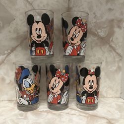 Walt Disney Co Vintage Glass Tumblers Set Of 5