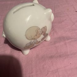 small piggy bank and dog plush 