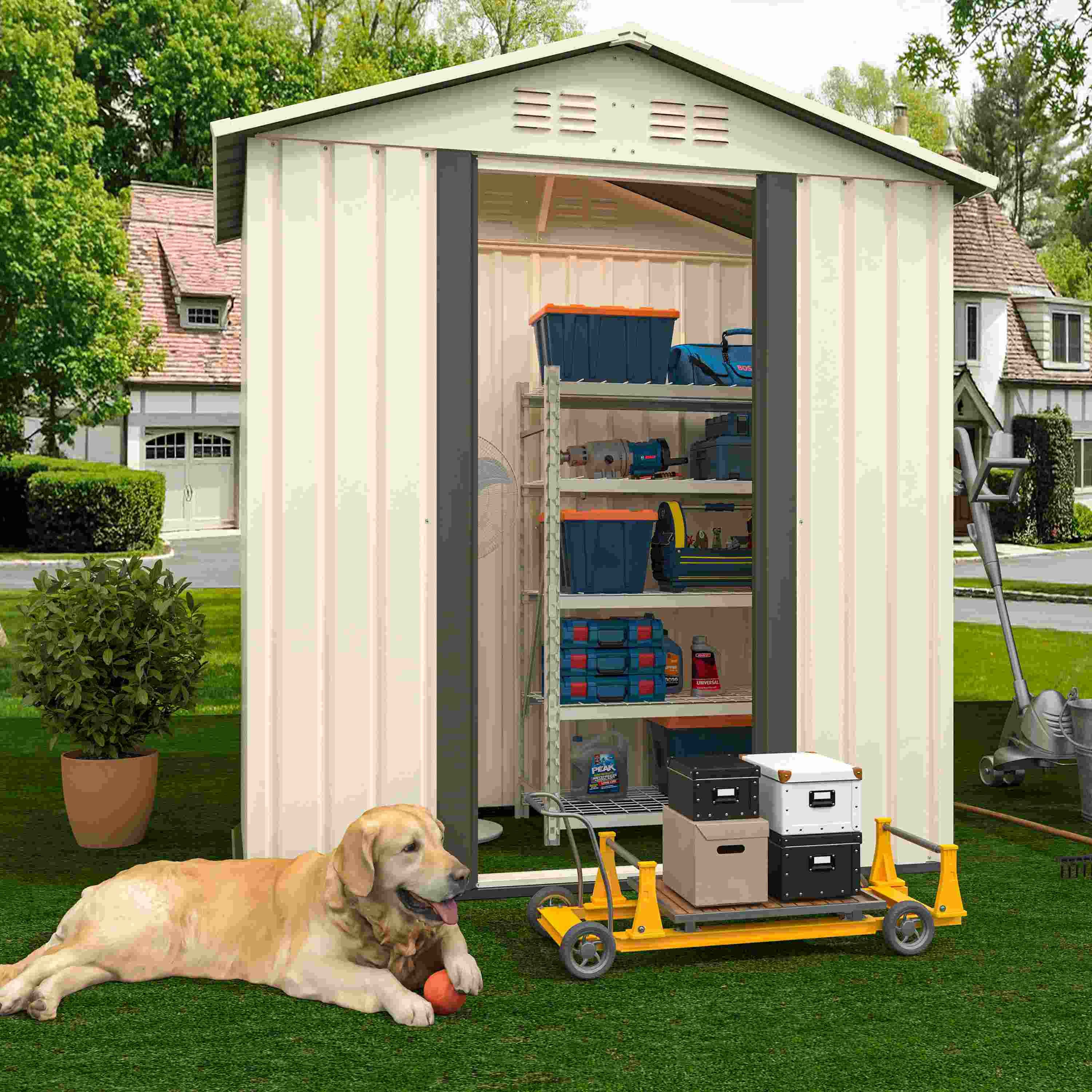 Outdoor Storage Garden Shed 5FTx3FT Apex Roof White