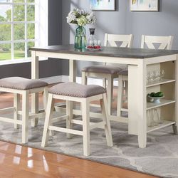 White And Gray Dining Table Set 
