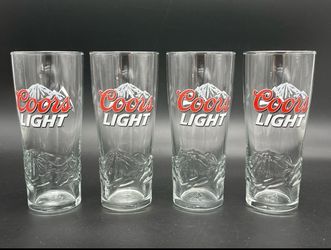 Coors Light 3D Embossed Mountains Set of 4 Pint Beer Glasses 16oz.