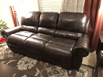 Leather couch / 3 seat / recliner sofa