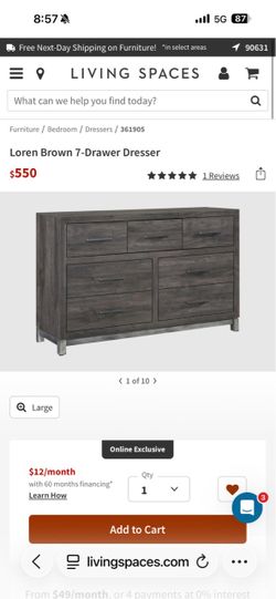 Gray/ Brown 7-Drawer Dresser- nearly brand new, no dents scratches