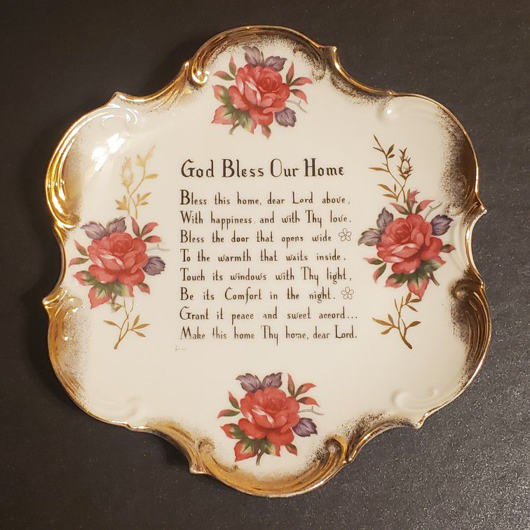 Lefton China God Bless Collectible Plate