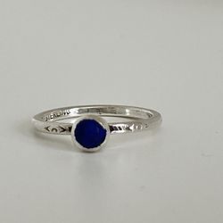 Sterling Silver With Blue Stone Stacker Style Ring