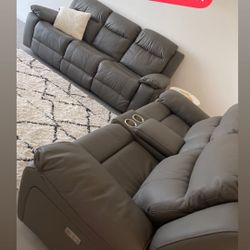 Matte Grey Leather Couches