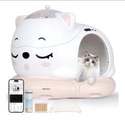 ☆ Automatic Cat Litter Box Self Cleaning with AI & 21 Sensors,Extra Large 80L, for Large Cats & Multiple Cats, Dual Odor Control, Low-Entry Design, Qu