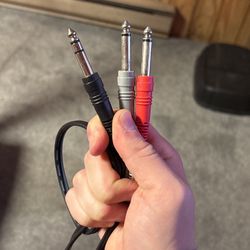 Hosa STP-202 1/4" TRS to Dual 1/4" TS Insert Cable Big Black To Big Red And Grey