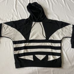 Adidas Trefoil Logo Huge Logo Front Hoodie Sweatshirt Pullover Long Sleeve Top L