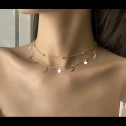 2pcs Star Moon Charm Necklace
