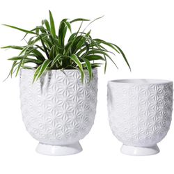 New in box Ceramic Planter Pots - 5 + 4.3 inch Modern Decorative Plant Pots for Plants Indoor Mini Planter Urns Plant Containers with Drainage Hole fo