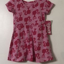 Barbie Baby’s girl skater dress Barbie graphics crewneck short sleeves pink. 2T