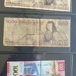 Three Mexican Banknote 1984,1985 and 2023 all three for $40