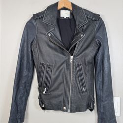 IRO Blanca Leather 2 tone Motorcycle Jacket $1280 size 36/4 US 