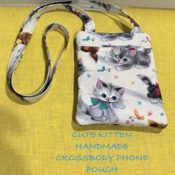 NEW CUTE KITTEN HANDMADE PHONE POUCH 