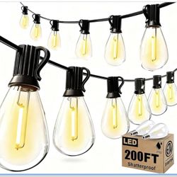 smareal Guirnalda de luces LED para exteriores de 200 pies, con 62 bombillas Edison S11 inastillables, luces colgantes ultra largas e impermeables par