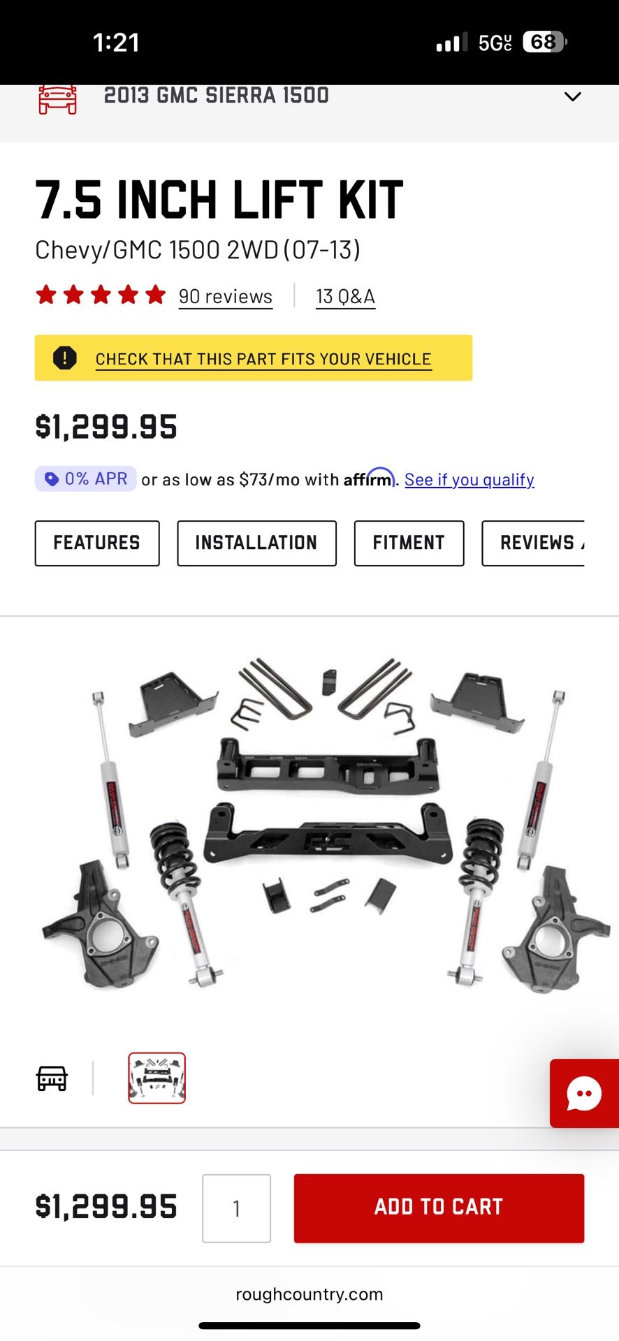 7.5 Inch Lift Kit Chevy/gmc 1500 2wd(07-13)