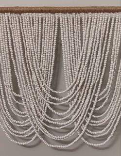 2 piece White Beaded Wall Hanging Decor