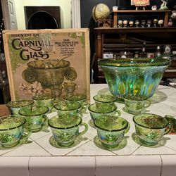 Vintage 26pc. Princess Punch Set - Carnival Glass - Indiana Glass Co. - One Of A Kind !!!