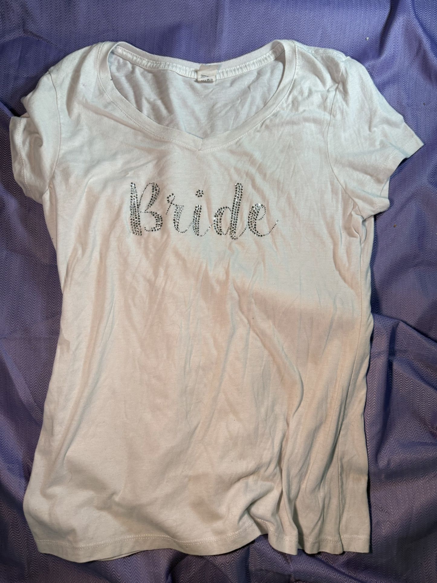 White Shirt With BRIDE IN RHINESTONES