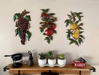 3 Piece, Vintage, Mid Century Sexton, Metal Fruit Wall Hangings