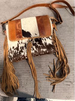 Crossbody cow print bag