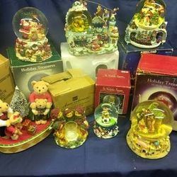 Holiday snow globes and decorations collection