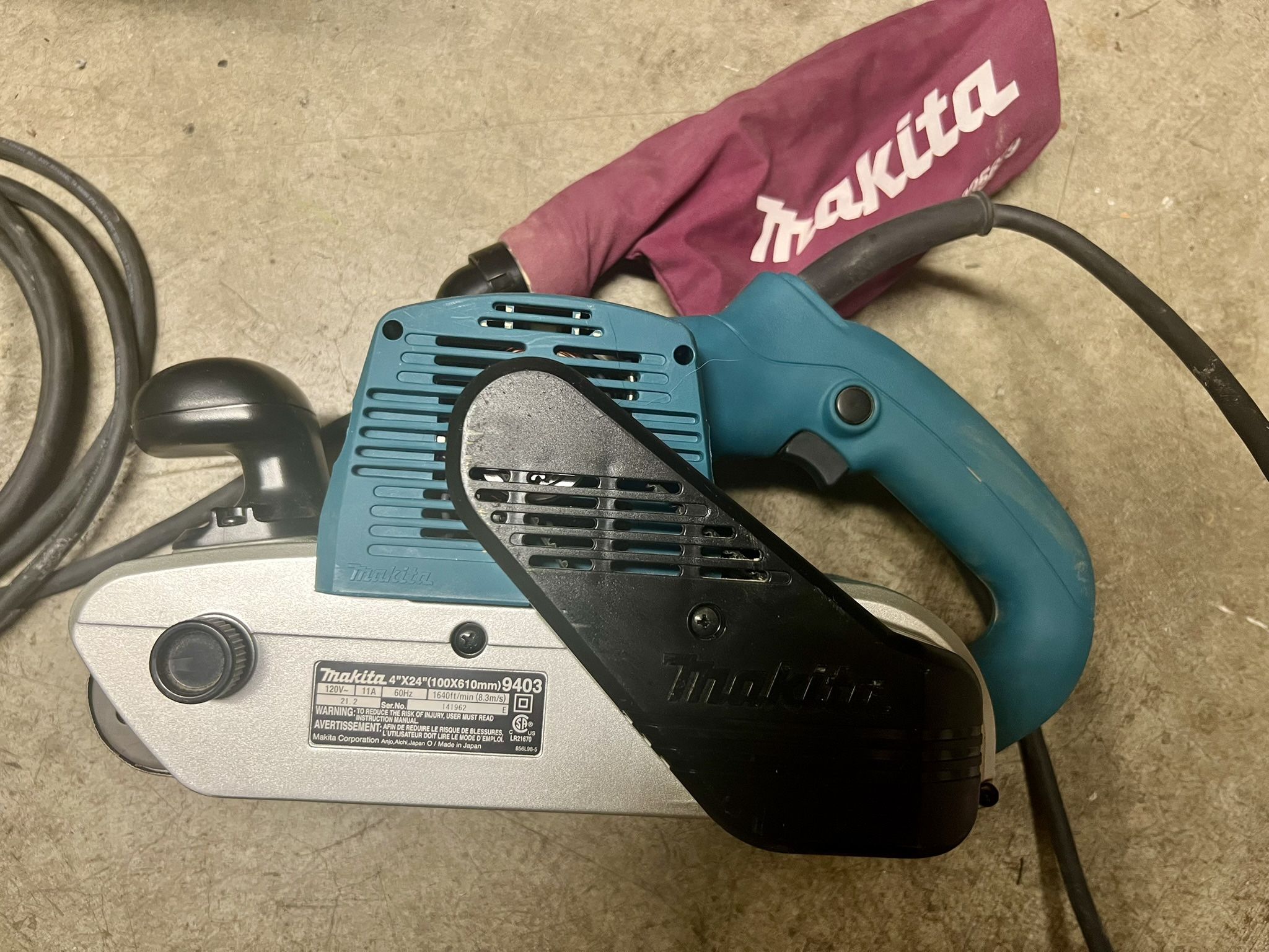 Makita 9403 4" x 24" Belt Sander, Teal