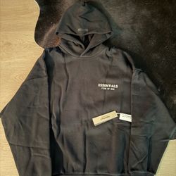 Essentials Hoodie Black ( White Letters )