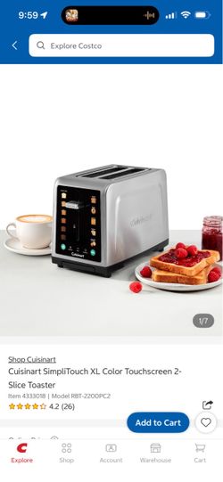Cuisinart SimpliTouch XL Color Touchscreen 2-Slice Toaster