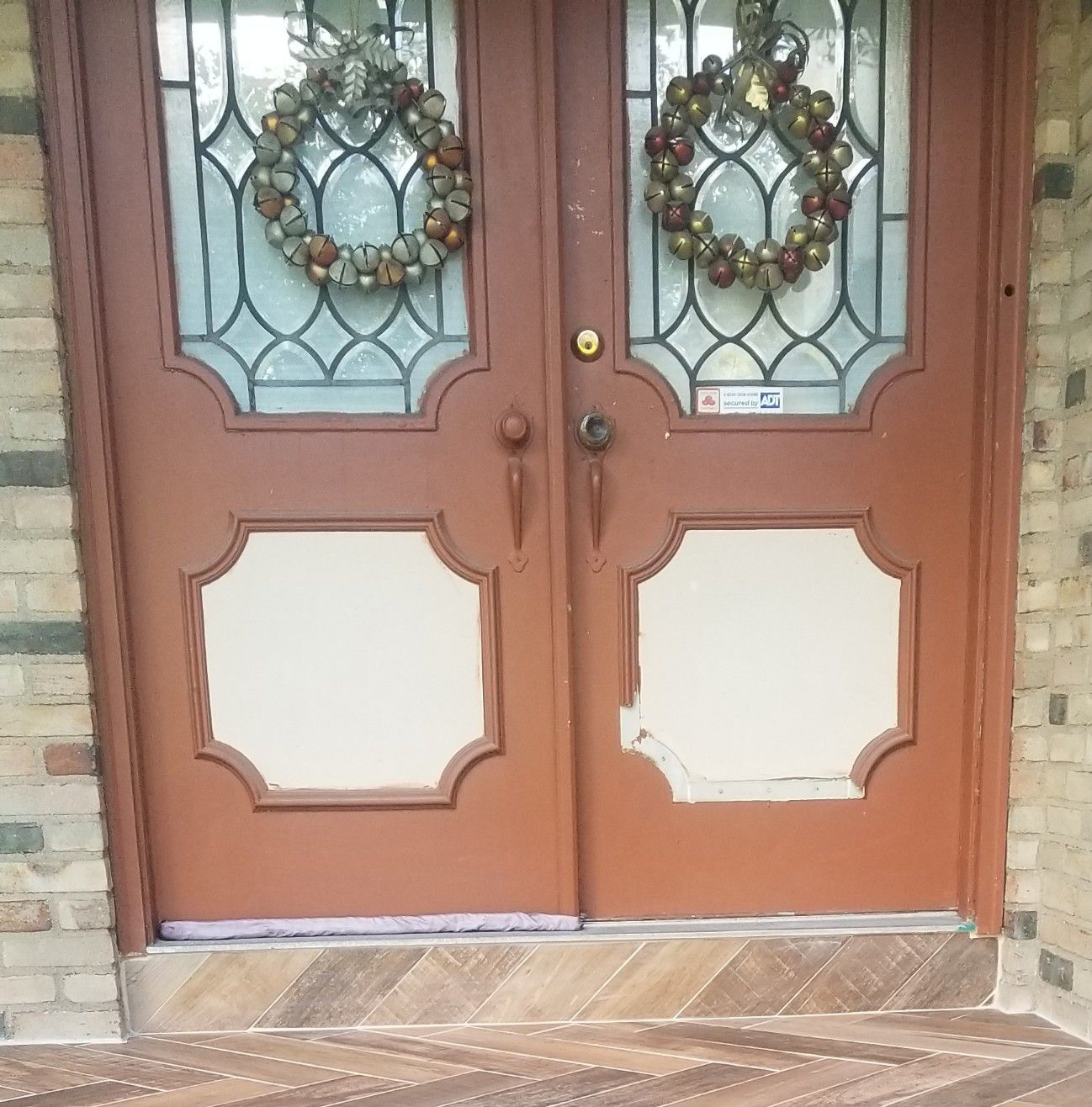 Double Doors with Stained Glass Windows