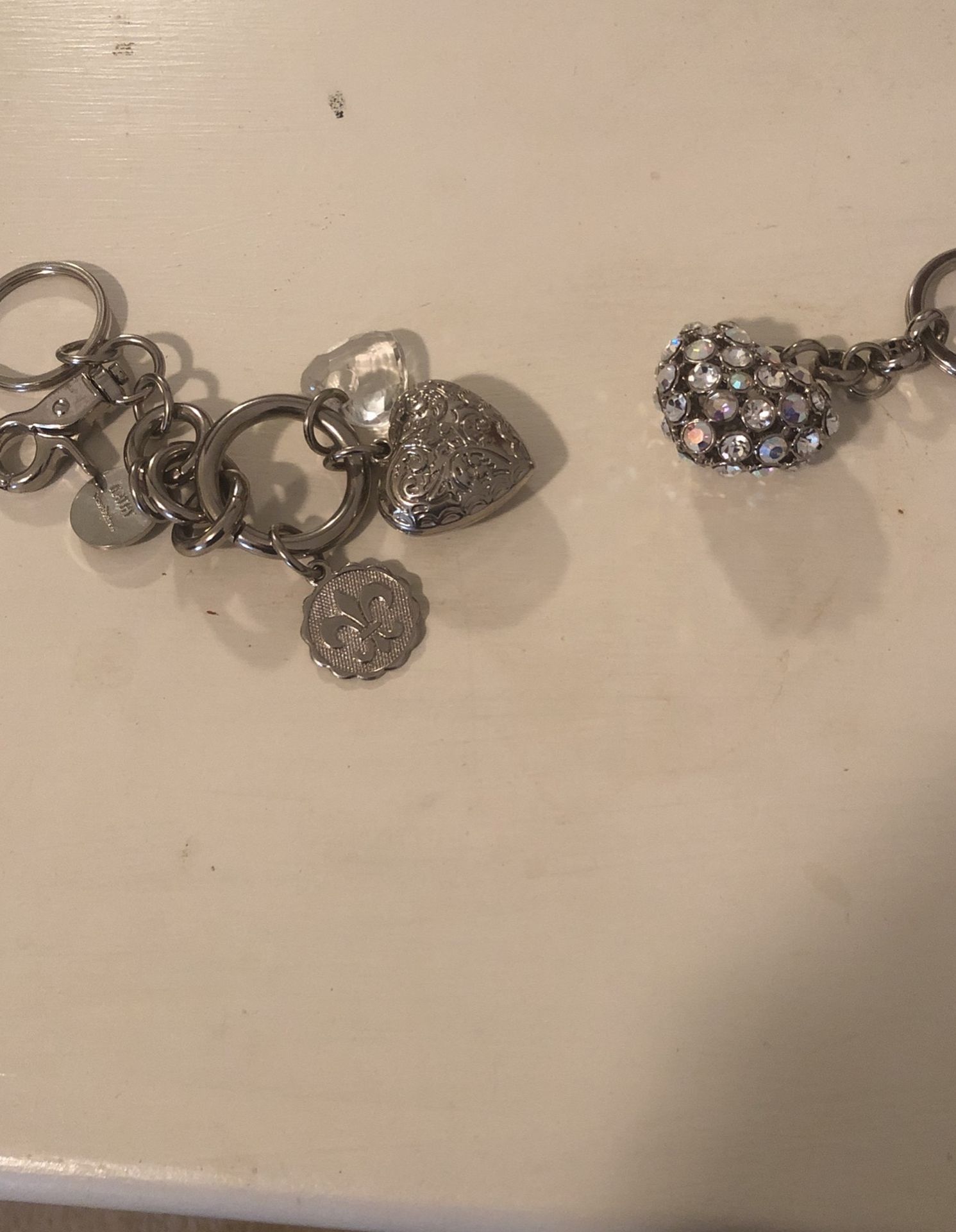 2 Heart Keychains Charms