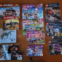 LEGO BUNDLE: 35+ lbs bulk Legos, 14 Instruction Manuals, Minifigs, and Storage Containers.