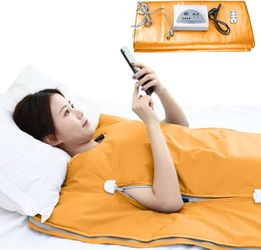 Sauna Blanket Infrared, 70” (Large) Length Heat 2 Zone far, Zipper Type, Digital Body Sauna (Orange )