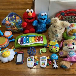 Baby toddler toy lot (elmo cookie monster talk, puppy sing and talk, fur real dog walk and talk, monster bowling set $30