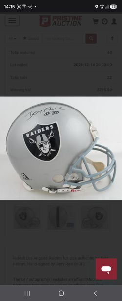 Autographed  Jerry Rice on field  Helmet
