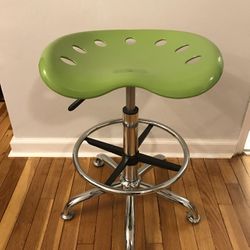 Green Bar Stool With Tractor Seat 