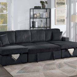 Corduroy Sectional Sleeper With Storage 