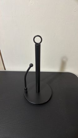 Stainless steel paper towel holder spring arm weighted base countertop kitchen