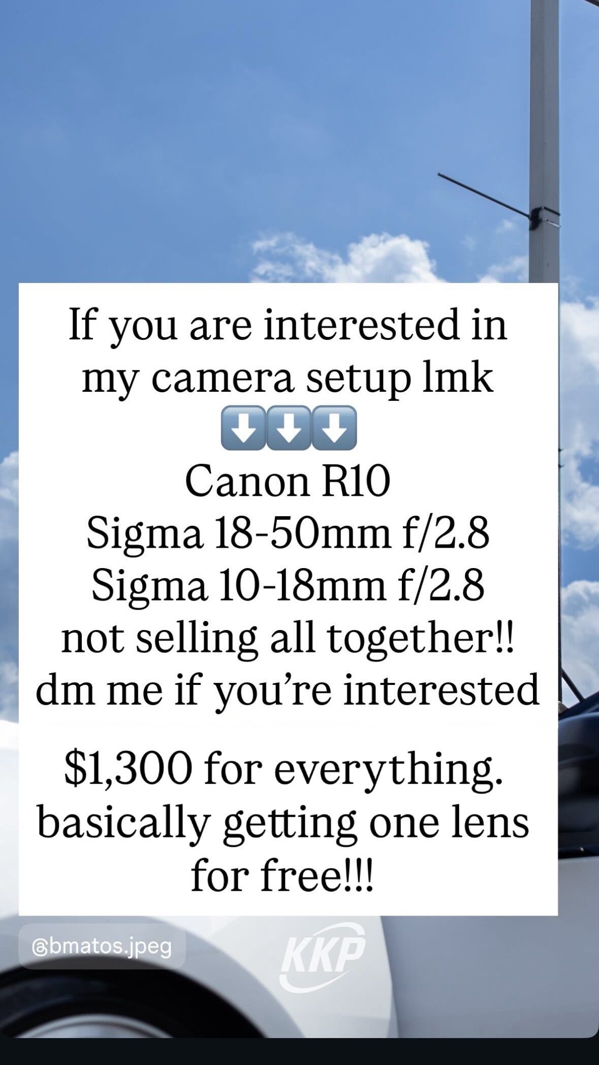 Canon R10 with sigma 18-50 and 10-18 BOTH F/2.8bb