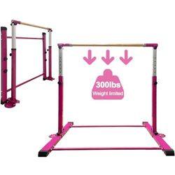 Gymnastic Kip Bar,Kids Girls Junior Ages 3-15,3' to 5' Adjustable Height,Home Gym Equipment,Home Training,1-4 Levels,260lbs Weight Capacity