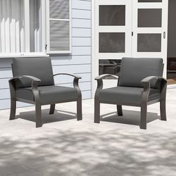 ALAULM Aluminum Conversation Chair Set Set of 2 Black