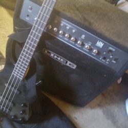 Bass Guitar  And Line 6 Ld 400 Bass Amp 