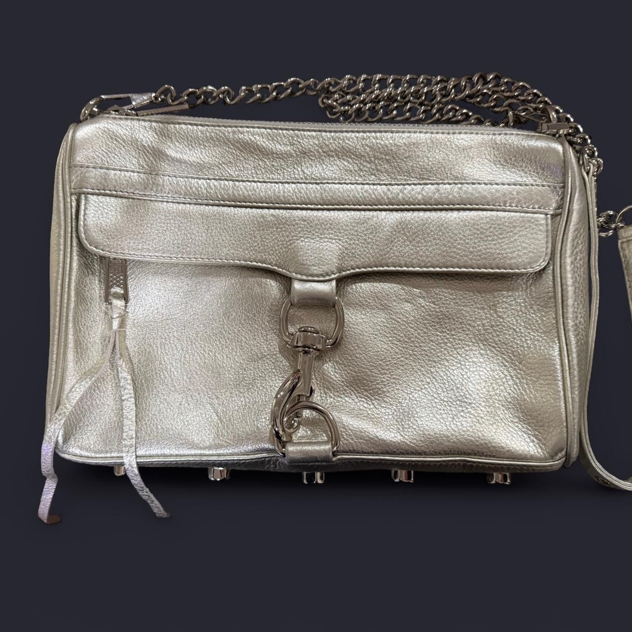 Rebecca Minkoff Vintage Leather Metallic Champagne Cross Body Bag Purse