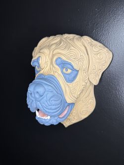 Cane Corso Wall-Head — Light Brown & Blue Gray | 3D Printed Wall Decor
