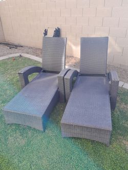 2 Wicker Rattan Outdoor Patio Chaise Lounge Pool Chairs See All Photos Read Description