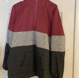 Pink and Grey striped Hoodie size L